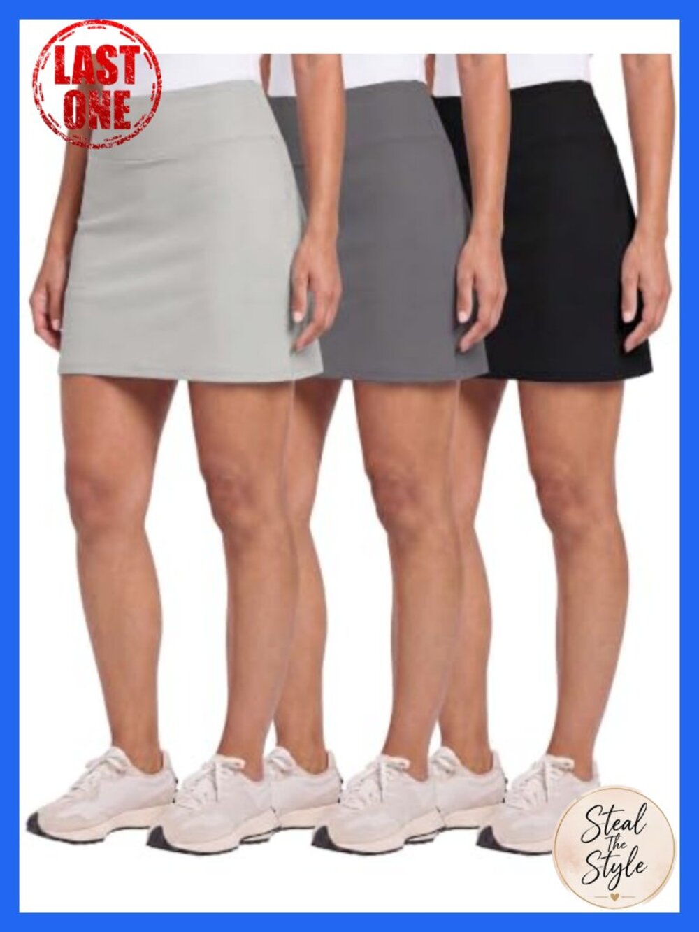 3 Pack Women's 16" Skorts with Built in Shorts, Pockets High Waisted